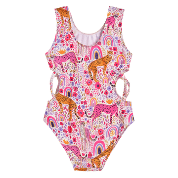 2022 Girls Forset and Leopard One-piece Swimsuits in Pink